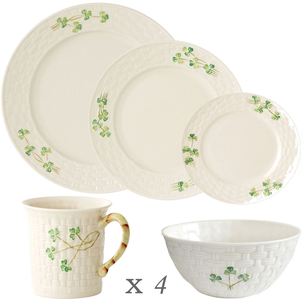 Belleek Classic Shamrock 20 Piece Dining Set – Belleek Pottery