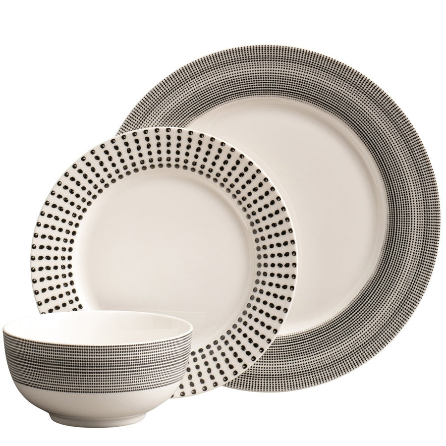 aynsley spots dots 12 piece set black