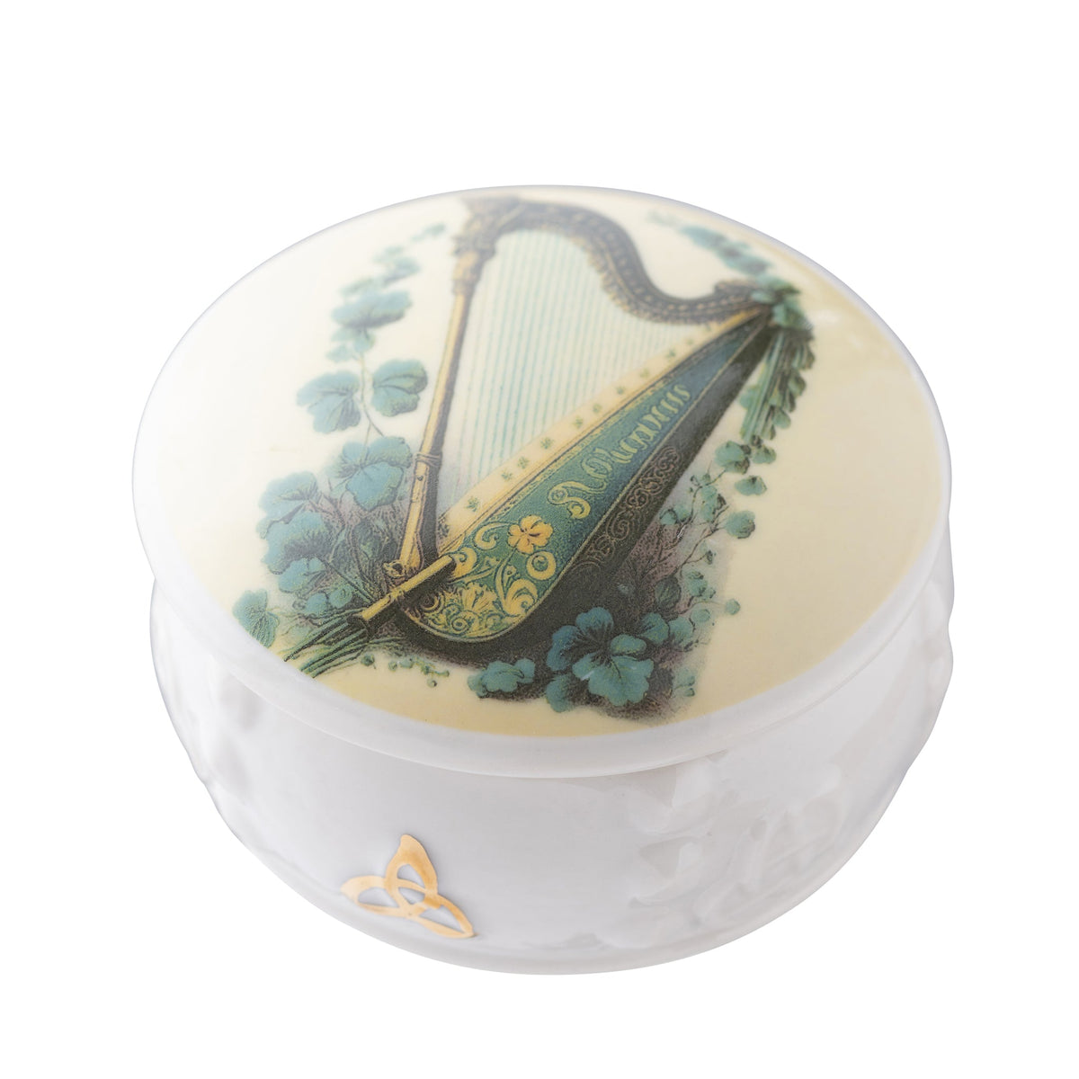 Belleek Classic Harp Trinket Box