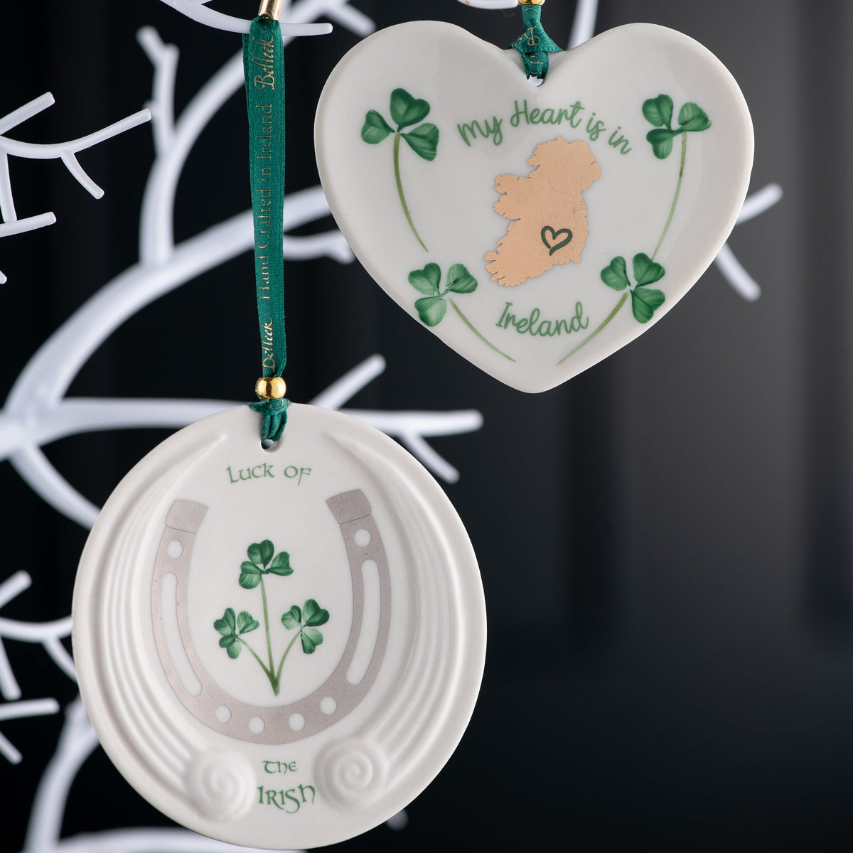 Belleek Classic My Heart is in Ireland Hanging Ornament