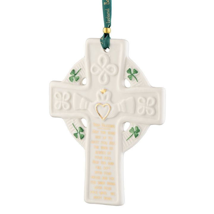 Belleek Classic Claddagh Blessing Cross Ornament