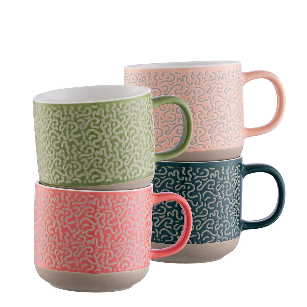 Belleek Living Squiggle Mugs Set of 4