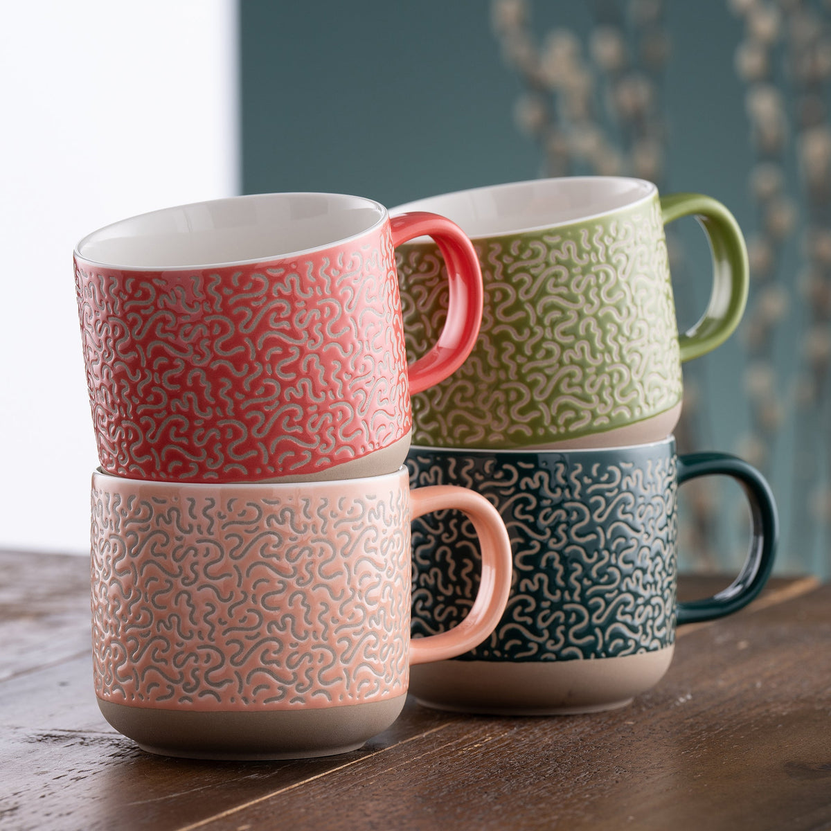 Belleek Living Squiggle Mugs Set of 4