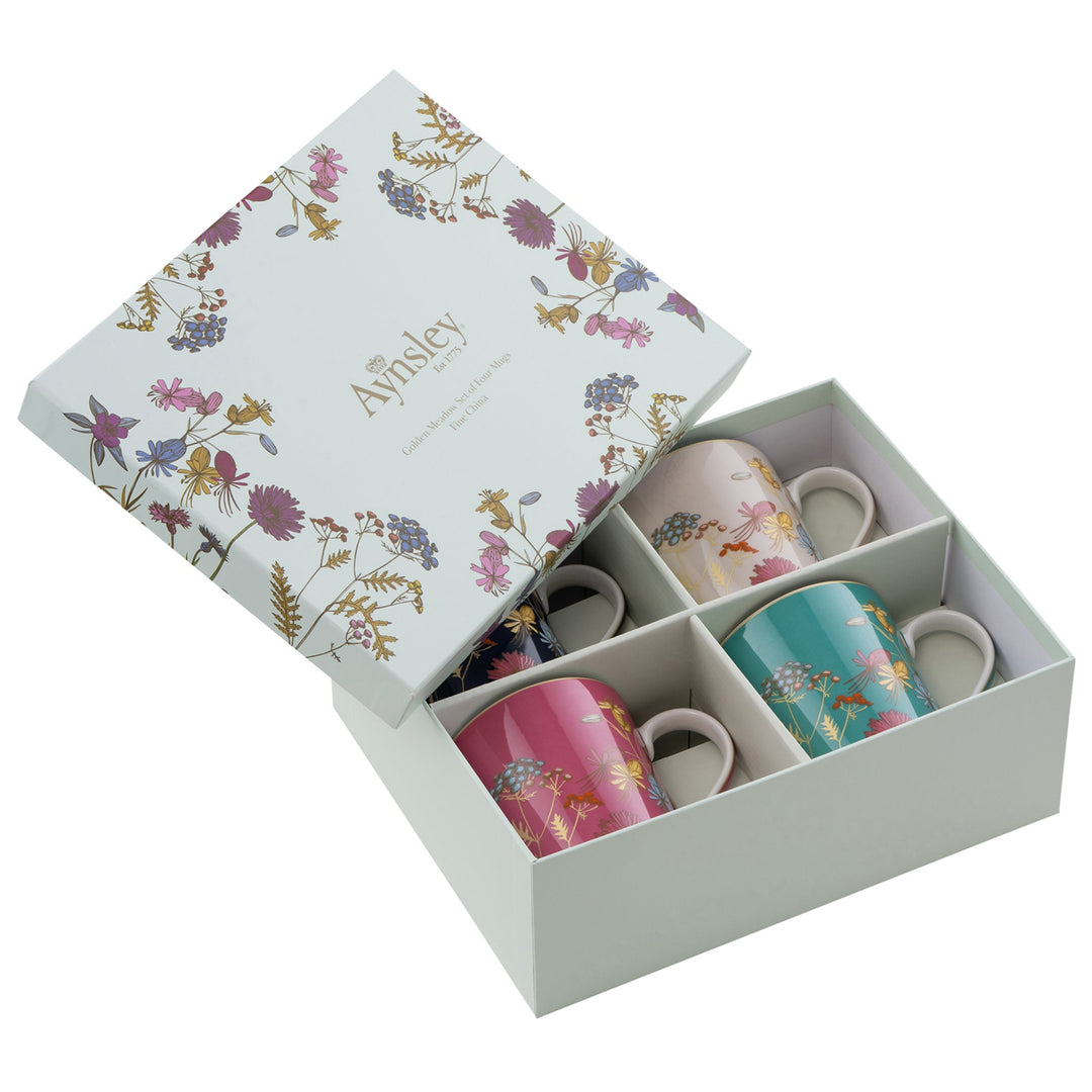 Aynsley Golden Meadow Set of 4 Mugs