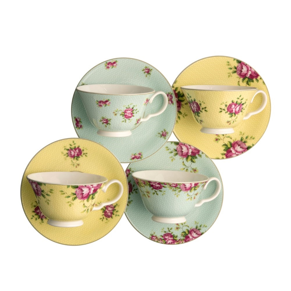 Aynsley Archive Rose Tea Cup and Saucer Set – Belleek Pottery