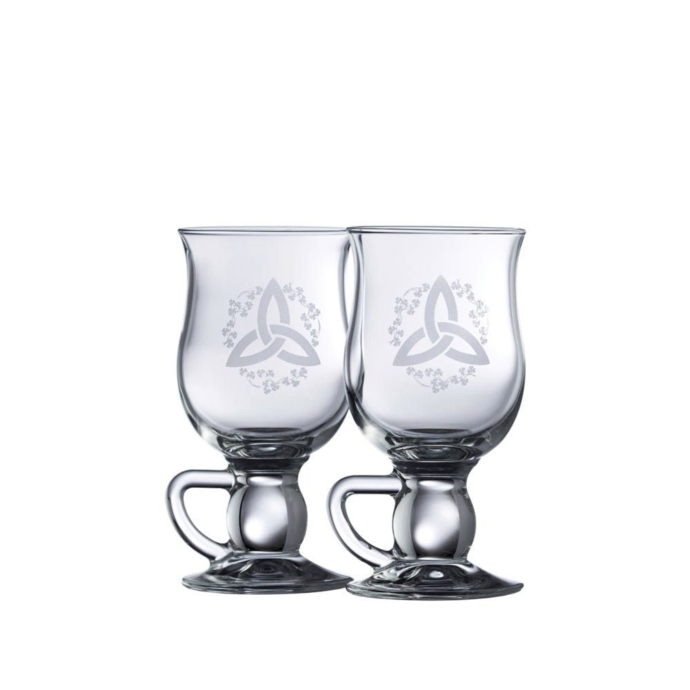 Galway Crystal Trinity Knot Shamrock Latte Mugs Pair