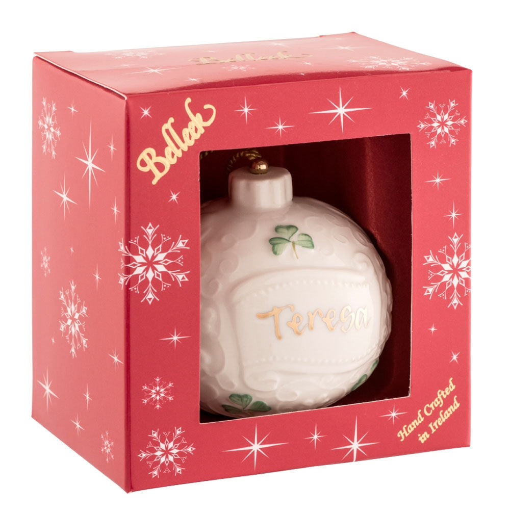 Belleek Classic Personalised Christmas Bauble