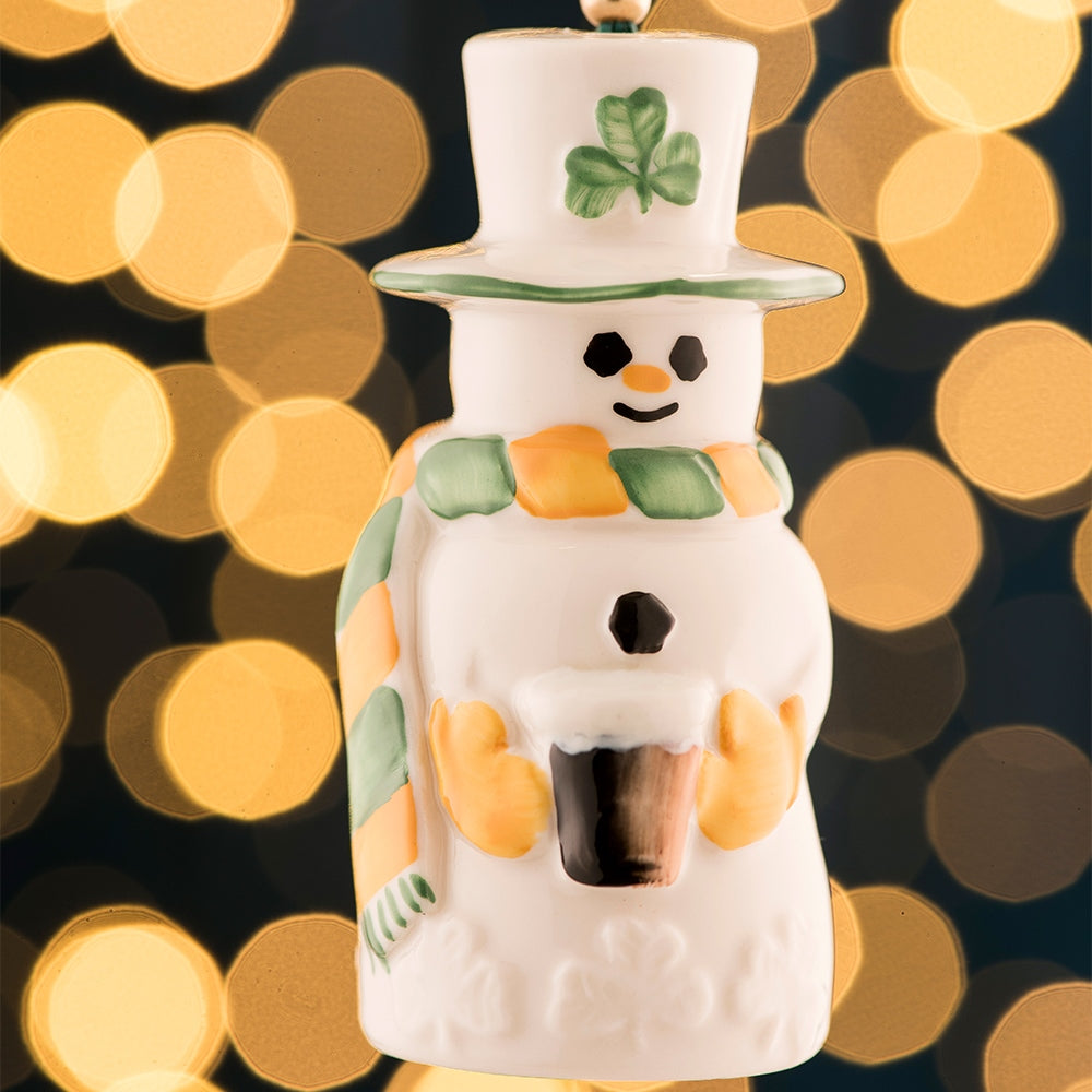 Belleek Classic Paddy Snowman Bell Ornament