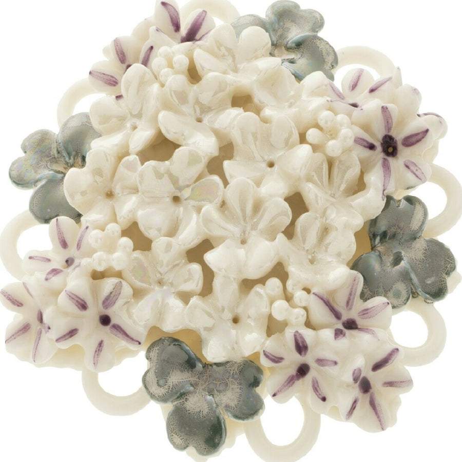 Belleek Classic Jewellery Forget Me Not Posy Brooch (Mother of Pearl, Lilac and Teal) *AVAILABLE ONLY IN USA*