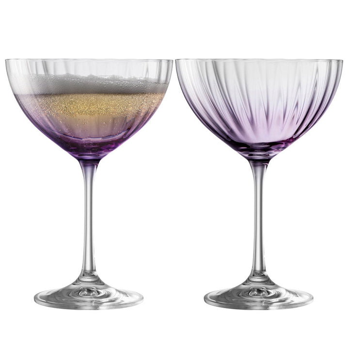 Galway Crystal Erne Cocktail/Champagne Saucer Set of 2 in Amethyst