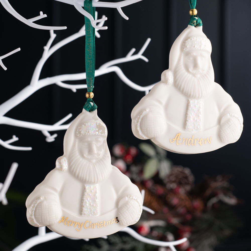 Belleek Classic Santa Claus Merry Christmas Ornament