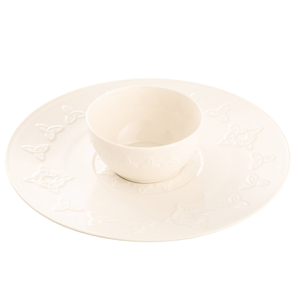 Belleek-Classic-Trinity-Knot-Chip-&-Dip-Set