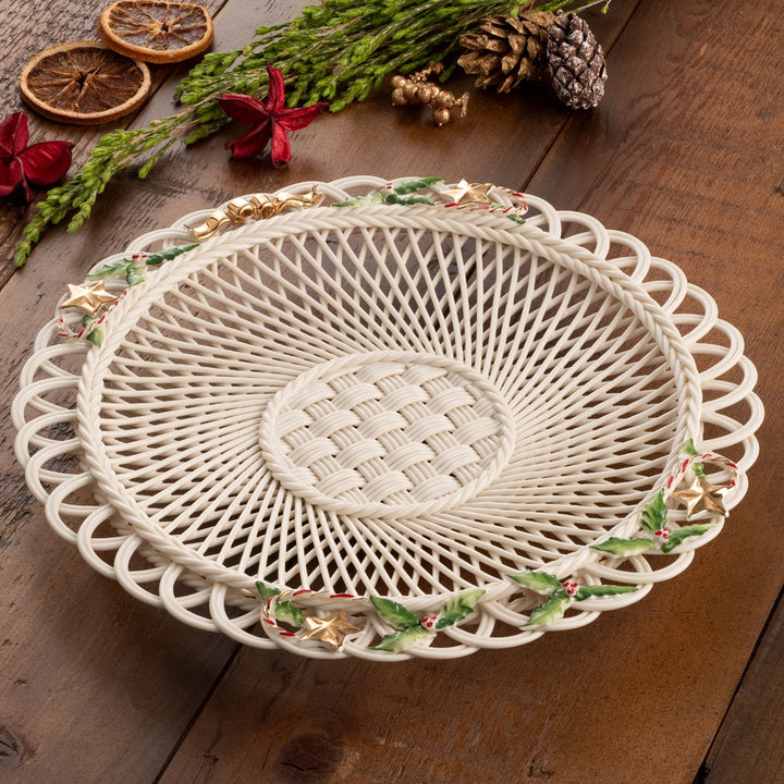 Belleek Classic Holly Basketweave Plate *AVAILABLE ONLY IN USA*