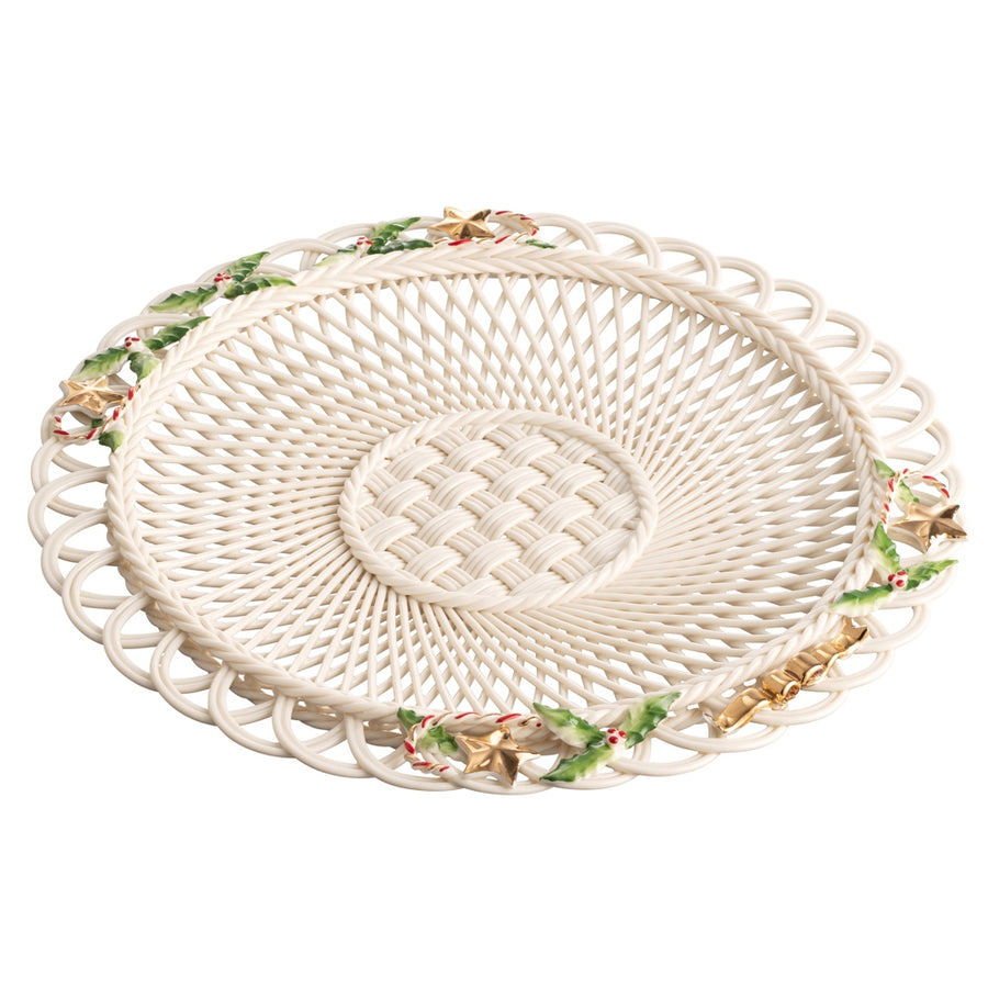 Belleek Classic Holly Basketweave Plate *AVAILABLE ONLY IN USA*