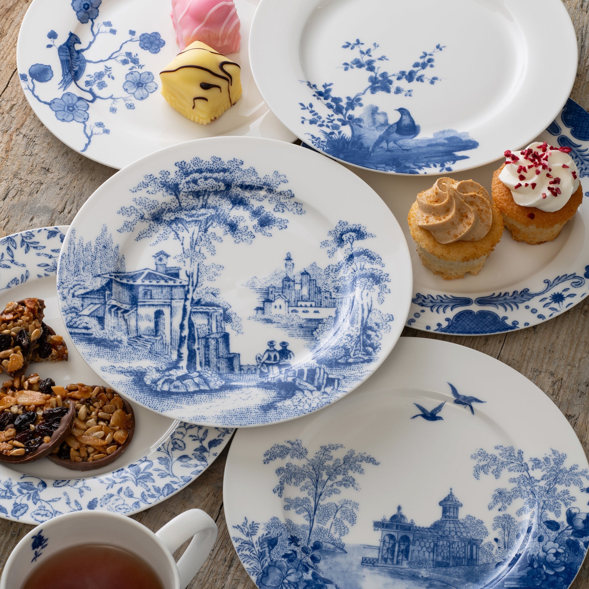 Aynsley Archive Blue Teaplates Set of 6 – Belleek Pottery